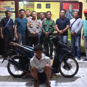 Sinergitas TNI-POLRI Patroli Gabungan Berhasil Membekuk Terduga Pelaku Pencurian Motor