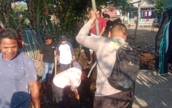 Bhabinkamtibmas Kelurahan Rite Laksanakan Gotong Royong Bersama Mahasiswa dan Warga Binaan